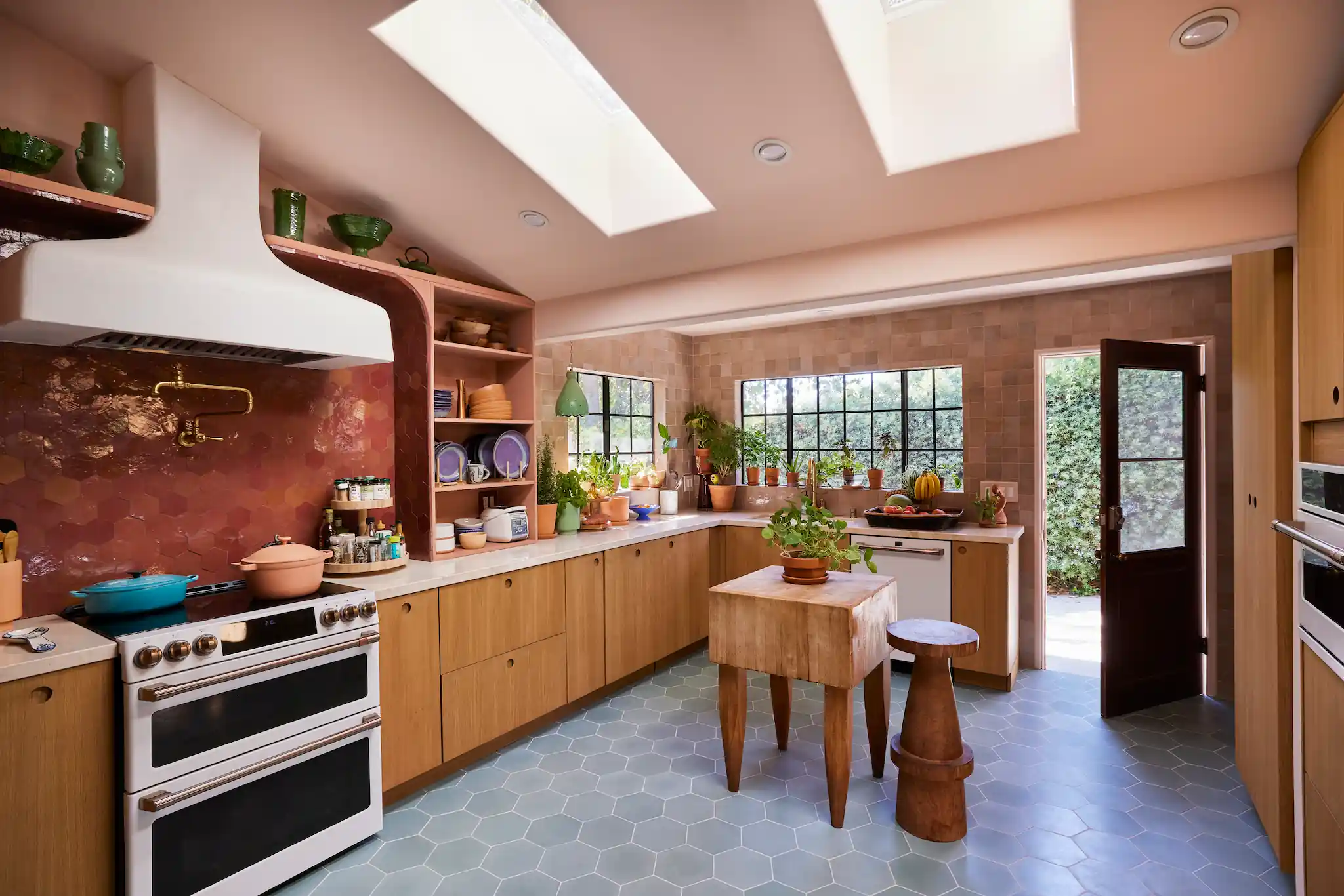 Justina Blakeney’s_ kitchen after adding skylights