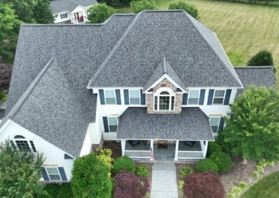 After look of roof with the brand-new Owens Corning Duration shingles in Williamsburg Grey