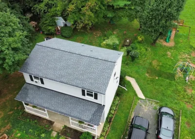 After look of project with roof having GAF Timberline HDZ shingles in Pewter Gray