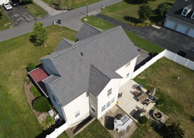 After look with the roof having the GAF Timberline HDZ architectural shingles in Williamsburg Slate