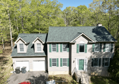 After look of roof with Owens Corning Duration shingles in Chateau Green