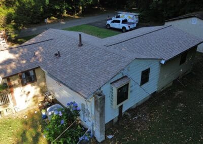 After look of the house with Owens Corning Duration shingles in Sand Castle
