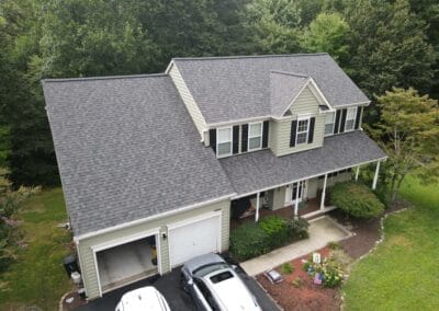 After look of roof project with Owens Corning Duration shingles in Williamsburg Gray