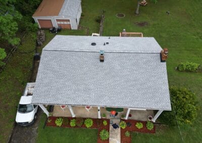 After look of roof with GAF Timberline HDZ architectural shingles in Fox Hollow Gray