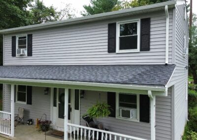 After look of project with roof having GAF Timberline HDZ shingles in Pewter Gray