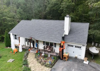 After look of roof with GAF Timberline HDZ roofing system in Pewter Gray