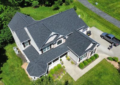 After look of roof replacement with Owens Corning Duration shingles in Onyx Black