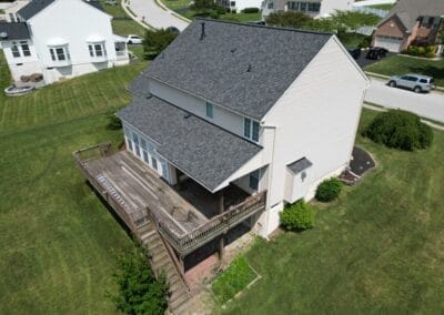 After look of roof project with Owens Corning Duration shingles in Williamsburg Gray