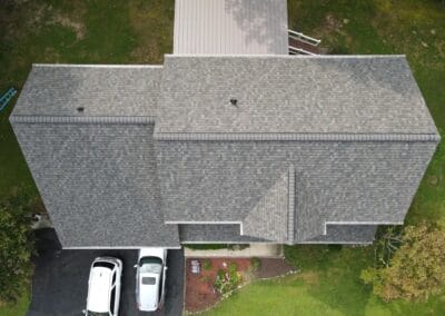 After look of roof project with Owens Corning Duration shingles in Williamsburg Gray