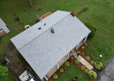 After look of roof with GAF Timberline HDZ architectural shingles in Fox Hollow Gray