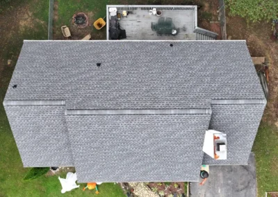 After look of roof with GAF Timberline HDZ roofing system in Pewter Gray