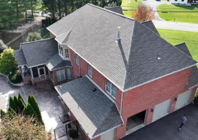 After look of roof project with GAF Timberline HDZ shingles in Weathered Wood