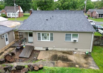 After look of roof replacement project with Owens Corning Duration shingles in Midnight Plum