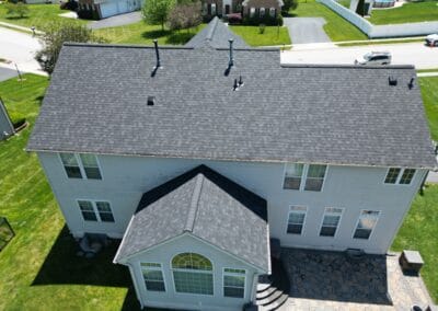 After look of roof with new Owens Corning Duration shingles in Onyx Black