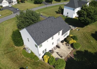 After look of roof replacement with Owens Corning Duration shingles in Williamsburg Gray