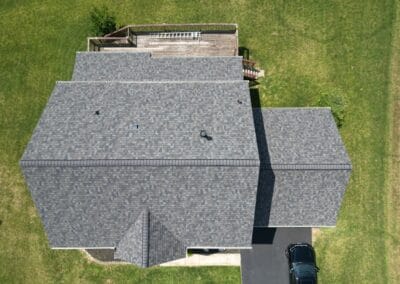 After look of roof project with Owens Corning Duration shingles in Williamsburg Gray