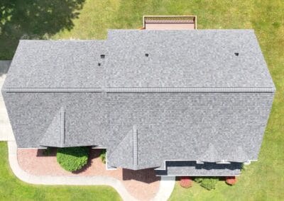 After look of roof replacement with Roof replacement in Slippery Rock, PA using Owens Corning Duration shingles in Williamsburg Gray with DuraRidge vents.