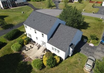 After look of roof replacement with Owens Corning Duration shingles in Williamsburg Gray