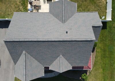 After look with the roof having the GAF Timberline HDZ architectural shingles in Williamsburg Slate