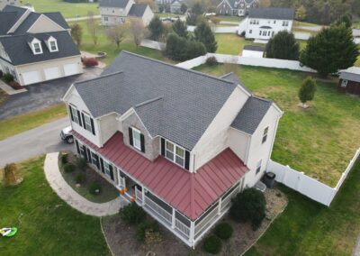 After look with the roof having the GAF Timberline HDZ architectural shingles in Williamsburg Slate
