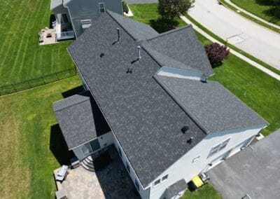 After look of roof with new Owens Corning Duration shingles in Onyx Black