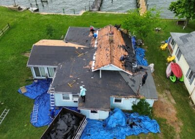 Before look of roof with signs of damage
