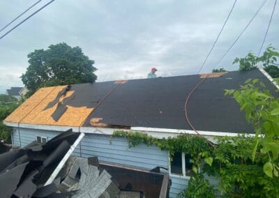 Before look of roof with signs of damage