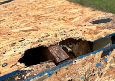 Before look of project with signs of roof damage