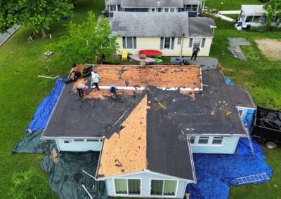 Before look of roof with signs of damage