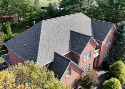 After look of roof project with GAF Timberline HDZ shingles in Weathered Wood