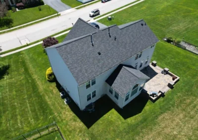 After look of roof with new Owens Corning Duration shingles in Onyx Black