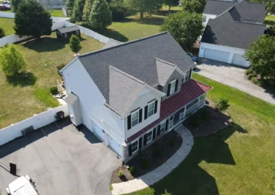 After look with the roof having the GAF Timberline HDZ architectural shingles in Williamsburg Slate