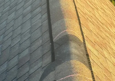 Before look of roof with signs of shingle wear