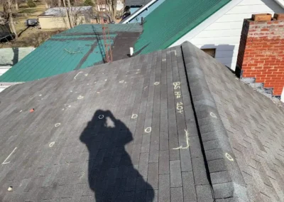 Before look of roof with signs of shingle wear