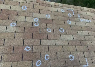 Before look of roof with signs of worn down shingles