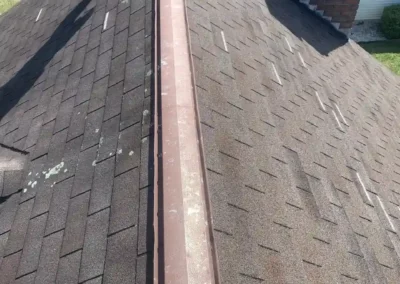 Before look of roof with signs of shingle damage