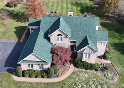 After look of roof with the brand-new Owens Corning Duration shingles in Chateau Green