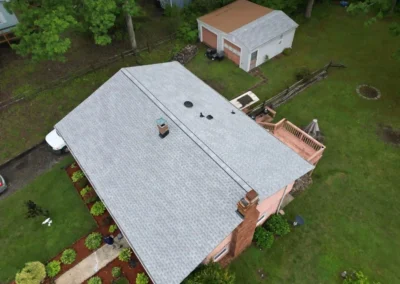 After look of roof with GAF Timberline HDZ architectural shingles in Fox Hollow Gray