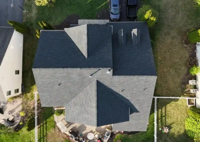 After look of project with roof having GAF Timberline HDZ roofing system in Charcoal