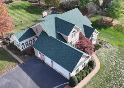 After look of roof with the brand-new Owens Corning Duration shingles in Chateau Green