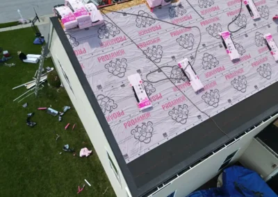 Before look of roof with signs of shingle degradation