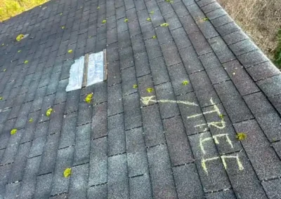 Before look of project with signs of shingle damage